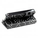 Wholesale iPhone 5 5S Diamond  Flip Leather Wallet Case with Stand ( Black)